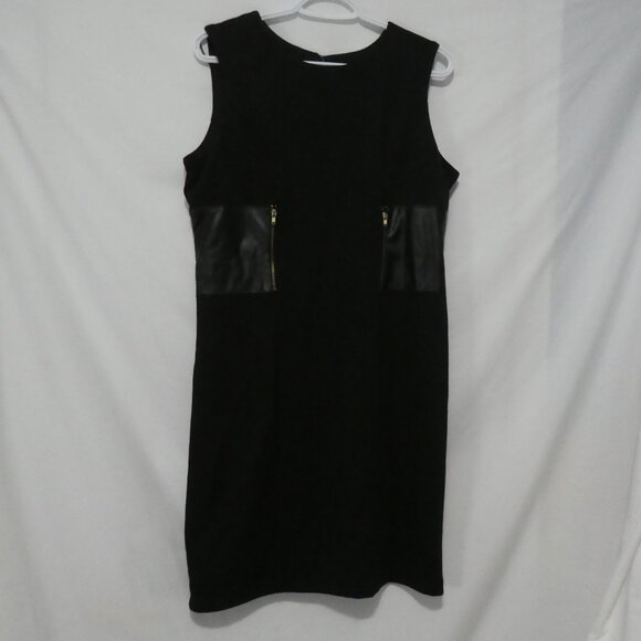 LIZ CLAIBORNE | size 12 | Black Dress | Vinyl Pockets  | Made In Canada 🟥🍁🟥 - Picture 1 of 16